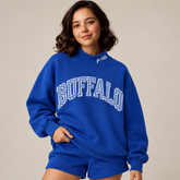 Buffalo Gingham Appliqué Mock Neck Sweatshirt | Oversized Pullover