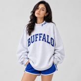 Buffalo Studded Mock Neck Sweatshirt-Oversized Fit Game Day
