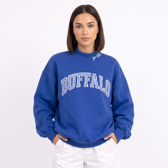 Buffalo Gingham Appliqué Mock Neck Sweatshirt | Oversized Pullover