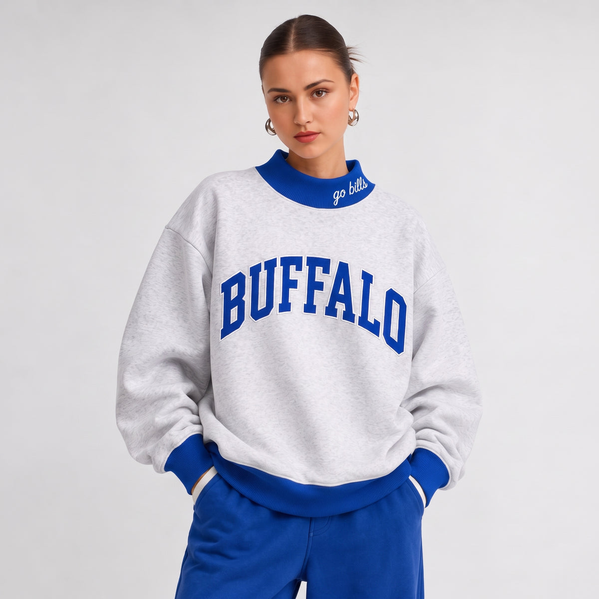 Buffalo Contrast Trim Sweatshirt | Oversized Game Day Pullover