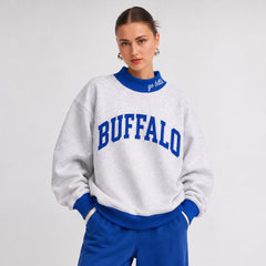Buffalo Contrast Trim Sweatshirt | Oversized Game Day Pullover