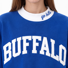 Buffalo Contrast Mock Neck Sweatshirt | Oversized Royal Blue & White