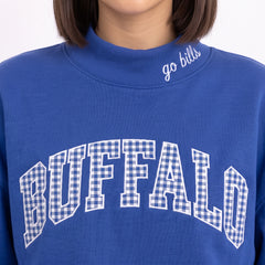 Buffalo Gingham Appliqué Mock Neck Sweatshirt | Oversized Pullover