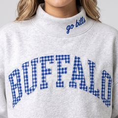 Buffalo Gingham Applique Mock-Neck Sweatshirt-"Go Bills" Embroidered Collar