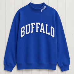 Buffalo Mock Neck Sweatshirt | Oversized Royal Blue Game Day Pullover