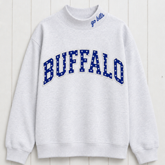 Buffalo Studded Mock Neck Sweatshirt-Oversized Fit Game Day