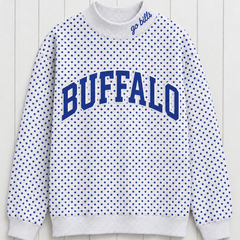 Buffalo Polka Dot Mock Neck Sweatshirt | Oversized Pullover